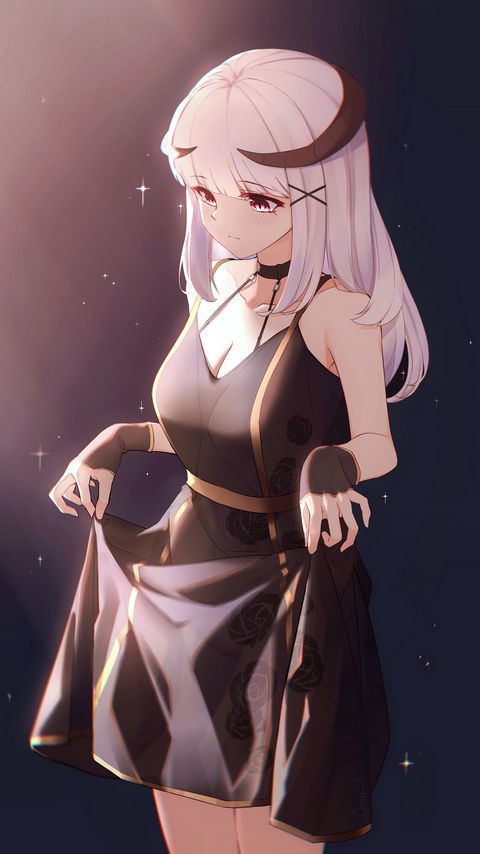 Download wallpaper 2160x3840 girl, horns, dress, anime samsung galaxy s4, s5, note, sony xperia z, z1, z2, z3, htc one, lenovo vibe hd background