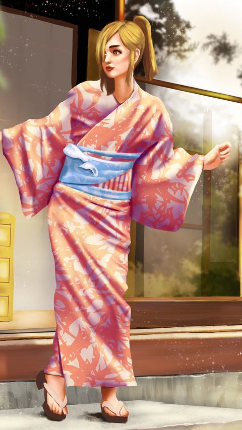 Download wallpaper 2160x3840 girl, kimono, japan, art samsung galaxy s4, s5, note, sony xperia z, z1, z2, z3, htc one, lenovo vibe hd background