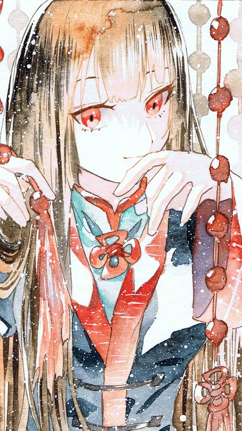 Download wallpaper 2160x3840 girl, kimono, watercolor, anime, art samsung galaxy s4, s5, note, sony xperia z, z1, z2, z3, htc one, lenovo vibe hd background