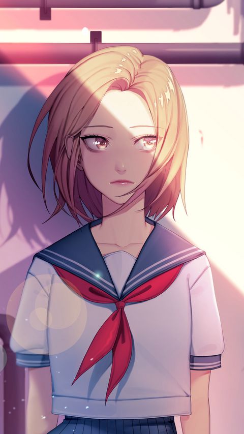 Download wallpaper 2160x3840 girl, sailor suit, glance, anime, art samsung galaxy s4, s5, note, sony xperia z, z1, z2, z3, htc one, lenovo vibe hd background