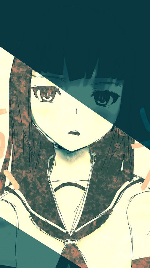 Download wallpaper 2160x3840 girl, schoolgirl, glance, hieroglyphs, anime samsung galaxy s4, s5, note, sony xperia z, z1, z2, z3, htc one, lenovo vibe hd background