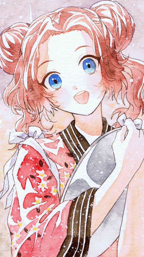 Download wallpaper 2160x3840 girl, smile, watercolor, anime, art samsung galaxy s4, s5, note, sony xperia z, z1, z2, z3, htc one, lenovo vibe hd background