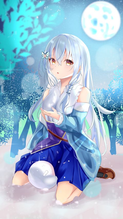 Download wallpaper 2160x3840 girl, snow, snowflake, winter, anime, art samsung galaxy s4, s5, note, sony xperia z, z1, z2, z3, htc one, lenovo vibe hd background