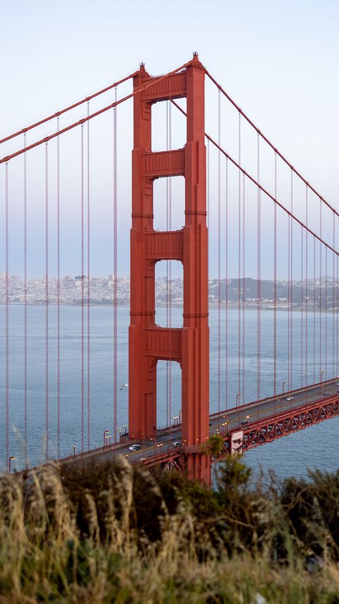 Download wallpaper 2160x3840 golden gate, bridge, water, horizon samsung galaxy s4, s5, note, sony xperia z, z1, z2, z3, htc one, lenovo vibe hd background