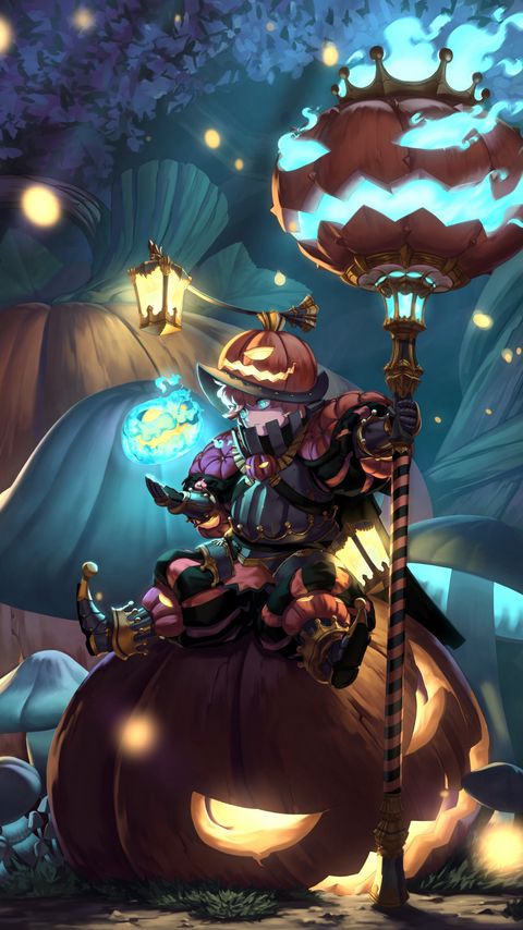 Download wallpaper 2160x3840 guy, armor, pumpkin, halloween, anime, art samsung galaxy s4, s5, note, sony xperia z, z1, z2, z3, htc one, lenovo vibe hd background