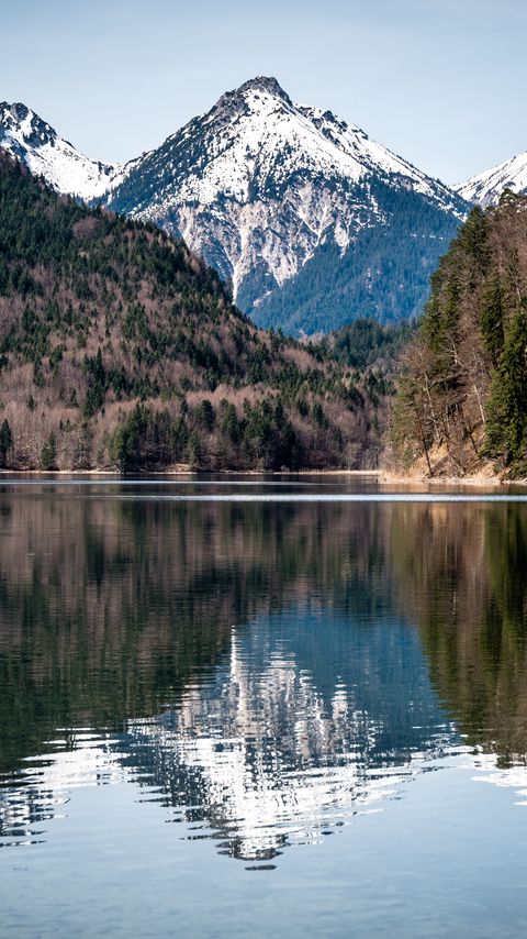 Download wallpaper 2160x3840 lake, mountains, forest, water, reflection, landscape samsung galaxy s4, s5, note, sony xperia z, z1, z2, z3, htc one, lenovo vibe hd background