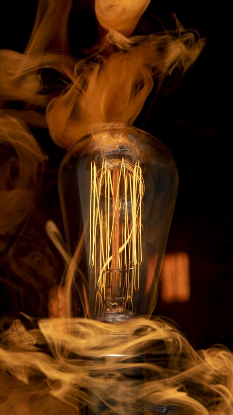 Download wallpaper 2160x3840 light bulb, lamp, light, electricity, smoke, dark samsung galaxy s4, s5, note, sony xperia z, z1, z2, z3, htc one, lenovo vibe hd background