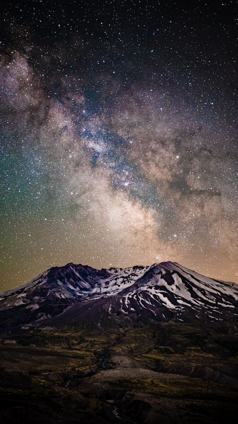 Download wallpaper 2160x3840 milky way, starry sky, stars, mountain, night, landscape samsung galaxy s4, s5, note, sony xperia z, z1, z2, z3, htc one, lenovo vibe hd background