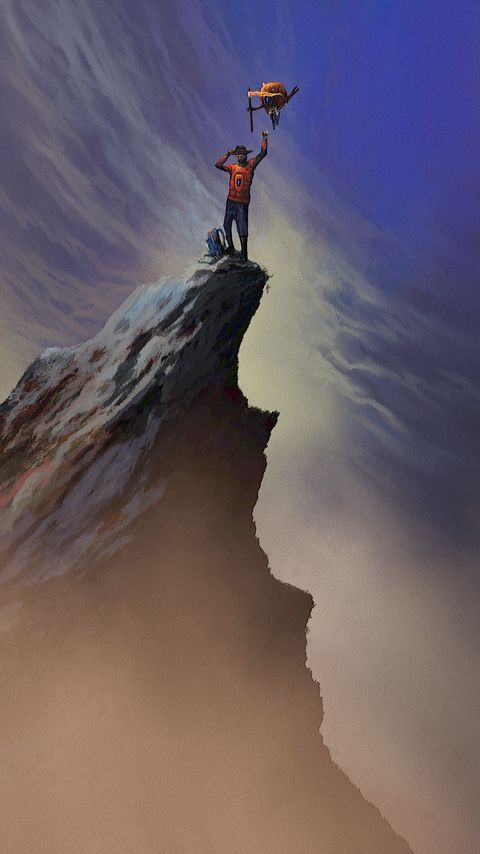 Download wallpaper 2160x3840 mountain, peak, silhouette, victory, art samsung galaxy s4, s5, note, sony xperia z, z1, z2, z3, htc one, lenovo vibe hd background