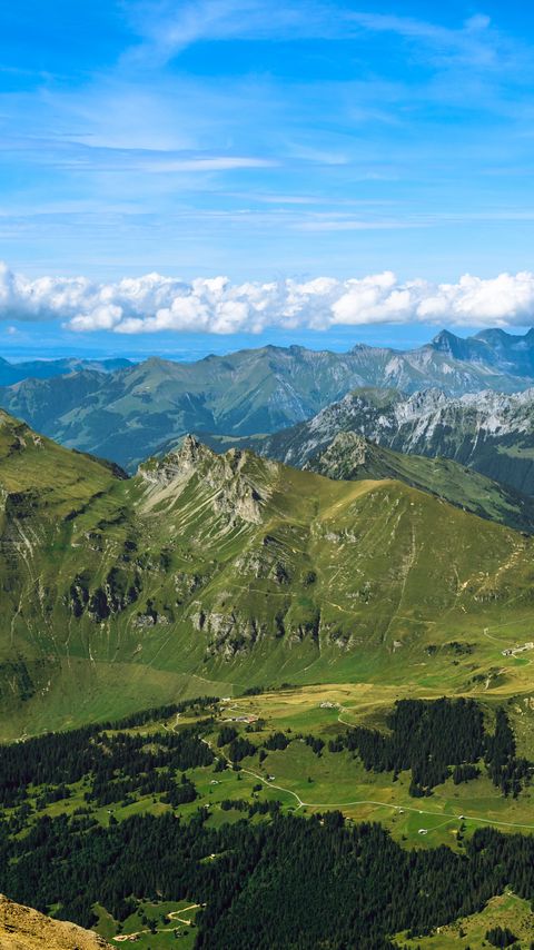 Download wallpaper 2160x3840 mountains, relief, clouds, landscape, aerial view samsung galaxy s4, s5, note, sony xperia z, z1, z2, z3, htc one, lenovo vibe hd background