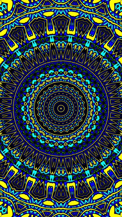 Download wallpaper 2160x3840 pattern, circles, abstraction, blue, yellow samsung galaxy s4, s5, note, sony xperia z, z1, z2, z3, htc one, lenovo vibe hd background