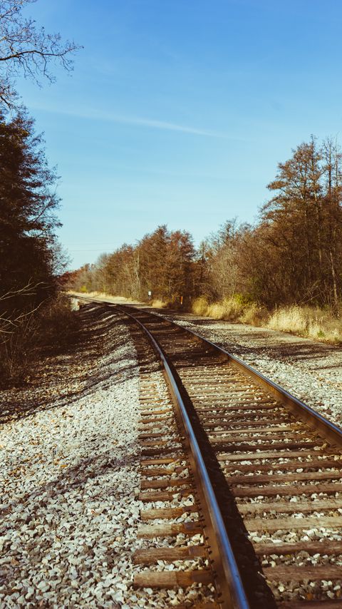 Download wallpaper 2160x3840 railroad, rails, trees, landscape samsung galaxy s4, s5, note, sony xperia z, z1, z2, z3, htc one, lenovo vibe hd background