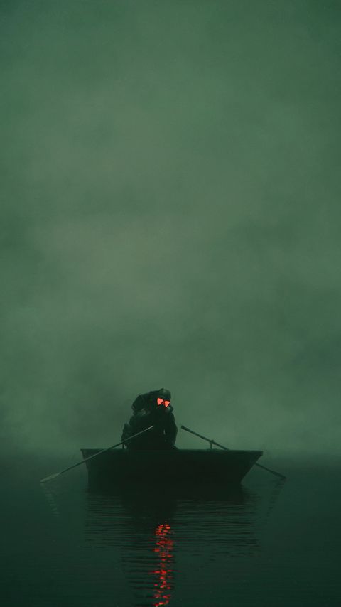 Download wallpaper 2160x3840 soldier, gas mask, boat, fog, green samsung galaxy s4, s5, note, sony xperia z, z1, z2, z3, htc one, lenovo vibe hd background