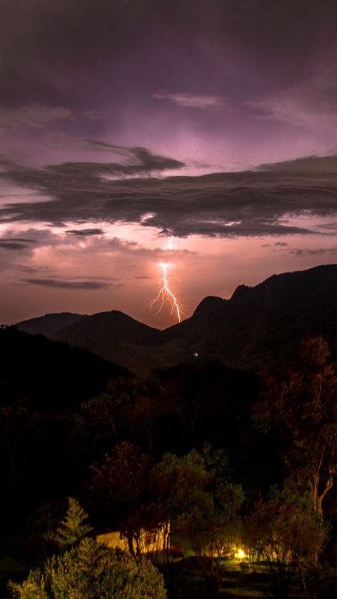 Download wallpaper 2160x3840 thunderstorm, lightning, mountains, nature, landscape, dark samsung galaxy s4, s5, note, sony xperia z, z1, z2, z3, htc one, lenovo vibe hd background