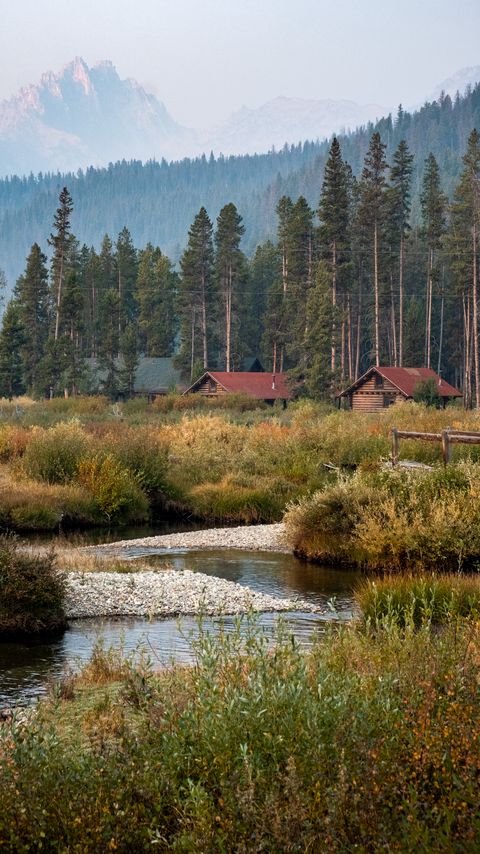 Download wallpaper 2160x3840 village, houses, forest, landscape, nature samsung galaxy s4, s5, note, sony xperia z, z1, z2, z3, htc one, lenovo vibe hd background