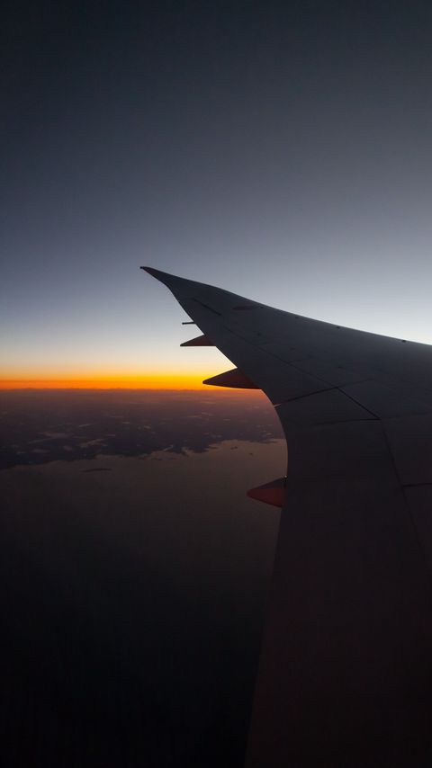 Download wallpaper 2160x3840 airplane, wing, flight, sky, dark samsung galaxy s4, s5, note, sony xperia z, z1, z2, z3, htc one, lenovo vibe hd background