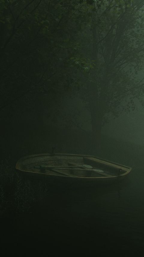 Download wallpaper 2160x3840 boat, river, shore, art, fog samsung galaxy s4, s5, note, sony xperia z, z1, z2, z3, htc one, lenovo vibe hd background