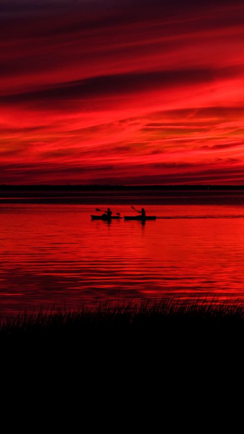 Download wallpaper 2160x3840 boats, silhouettes, river, twilight samsung galaxy s4, s5, note, sony xperia z, z1, z2, z3, htc one, lenovo vibe hd background