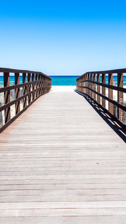 Download wallpaper 2160x3840 bridge, boards, beach, sea samsung galaxy s4, s5, note, sony xperia z, z1, z2, z3, htc one, lenovo vibe hd background