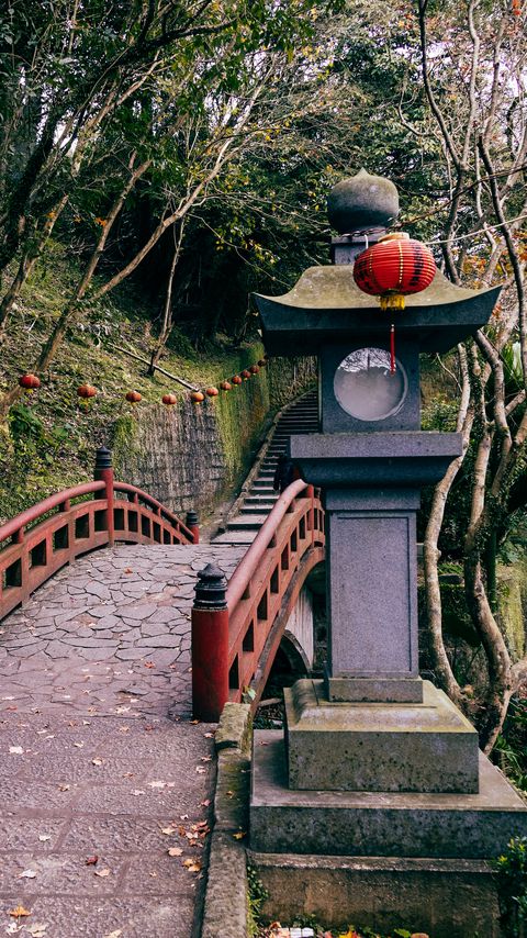 Download wallpaper 2160x3840 bridge, stairs, lantern, japan samsung galaxy s4, s5, note, sony xperia z, z1, z2, z3, htc one, lenovo vibe hd background