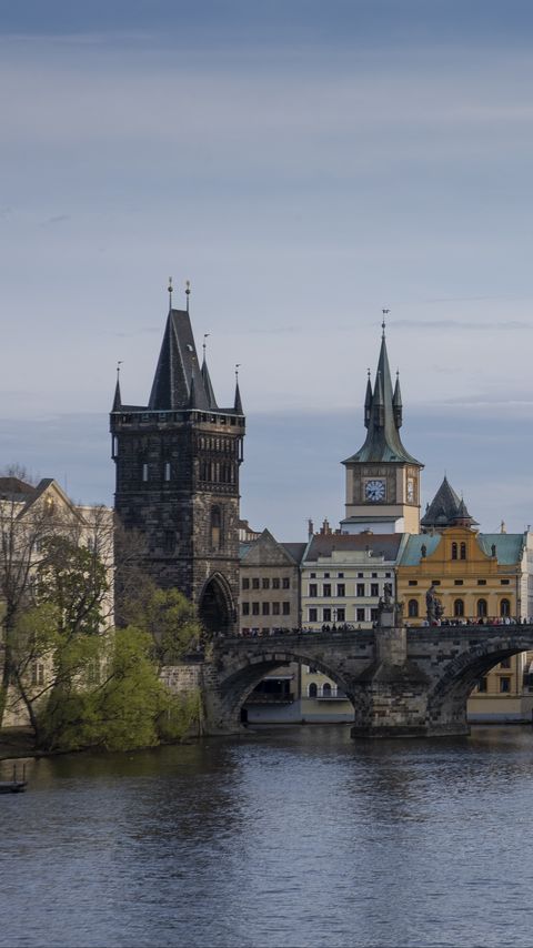 Download wallpaper 2160x3840 bridge, tower, buildings, architecture, river samsung galaxy s4, s5, note, sony xperia z, z1, z2, z3, htc one, lenovo vibe hd background