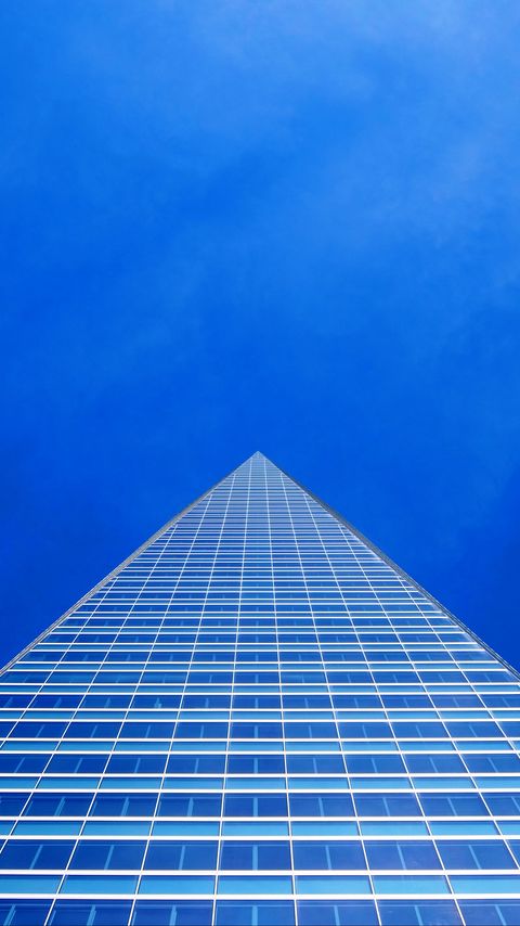 Download wallpaper 2160x3840 building, bottom view, windows, sky, blue samsung galaxy s4, s5, note, sony xperia z, z1, z2, z3, htc one, lenovo vibe hd background