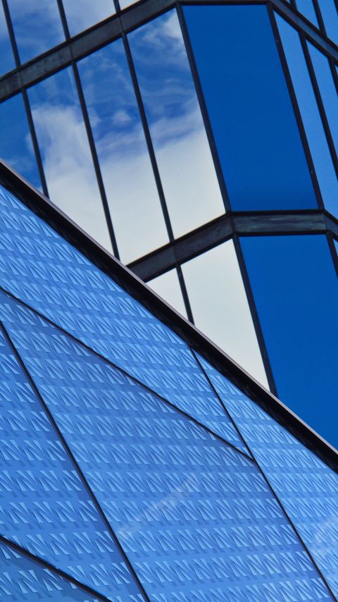 Download wallpaper 2160x3840 building, facade, glass, roof, blue samsung galaxy s4, s5, note, sony xperia z, z1, z2, z3, htc one, lenovo vibe hd background