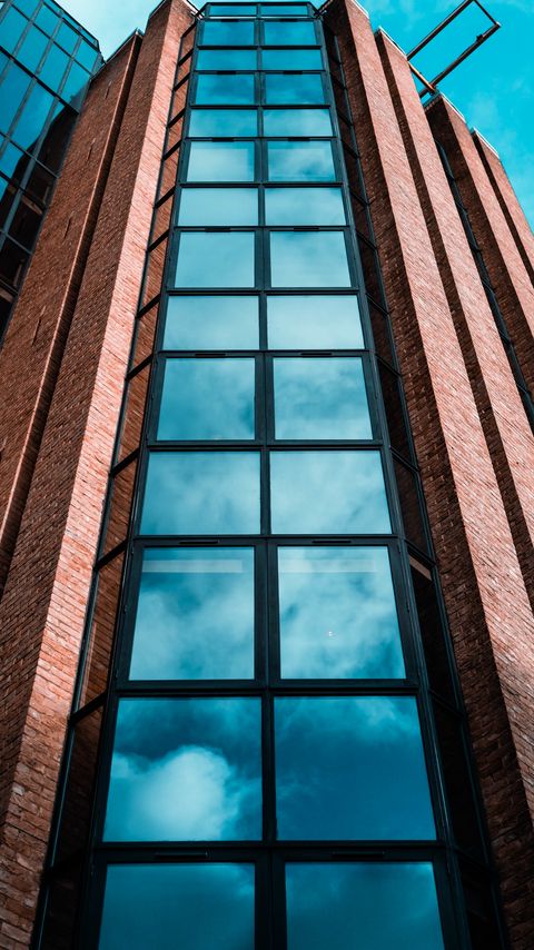 Download wallpaper 2160x3840 building, facade, glass, reflection, sky samsung galaxy s4, s5, note, sony xperia z, z1, z2, z3, htc one, lenovo vibe hd background