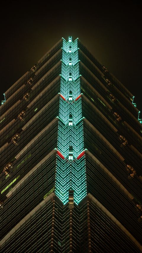 Download wallpaper 2160x3840 building, glow, facade, edges, night samsung galaxy s4, s5, note, sony xperia z, z1, z2, z3, htc one, lenovo vibe hd background