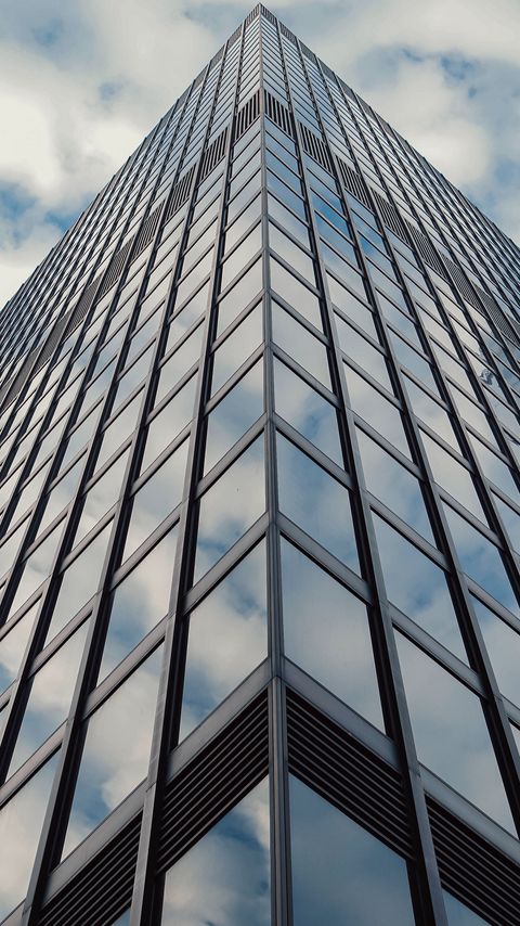 Download wallpaper 2160x3840 building, skyscraper, architecture, glass, bottom view samsung galaxy s4, s5, note, sony xperia z, z1, z2, z3, htc one, lenovo vibe hd background