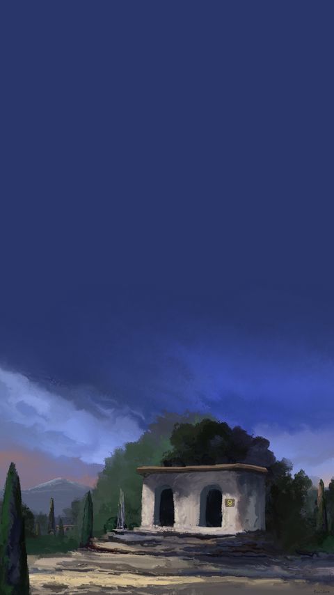 Download wallpaper 2160x3840 building, trees, art samsung galaxy s4, s5, note, sony xperia z, z1, z2, z3, htc one, lenovo vibe hd background