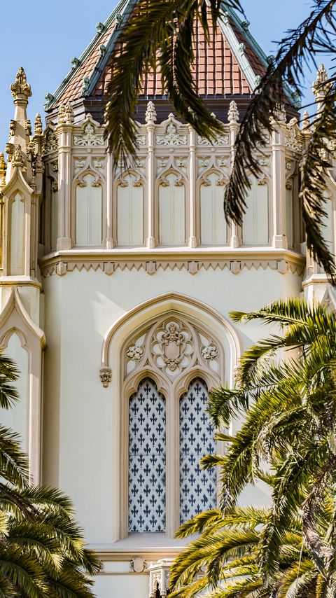Download wallpaper 2160x3840 buildings, architecture, facade, branch, palm trees samsung galaxy s4, s5, note, sony xperia z, z1, z2, z3, htc one, lenovo vibe hd background