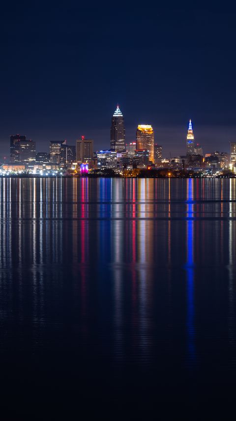 Download wallpaper 2160x3840 buildings, lake, lights, reflection, night, city samsung galaxy s4, s5, note, sony xperia z, z1, z2, z3, htc one, lenovo vibe hd background