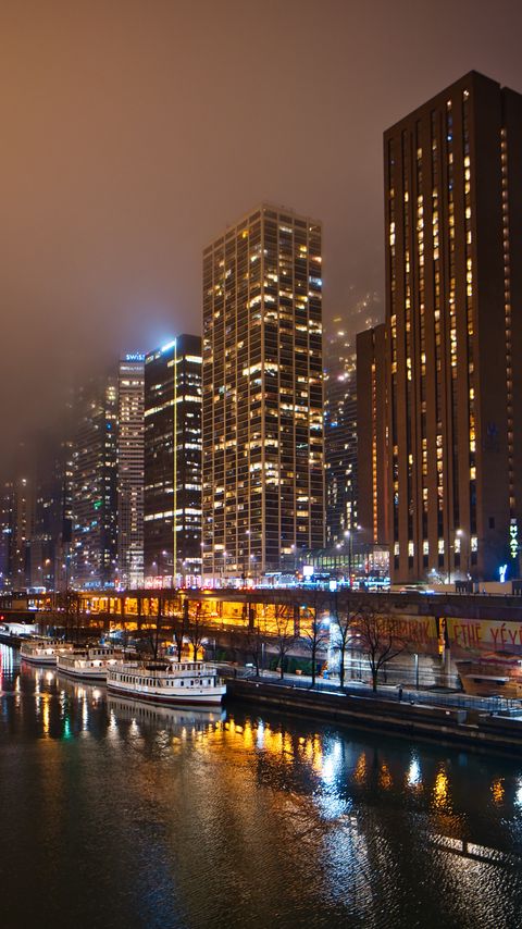Download wallpaper 2160x3840 buildings, lights, fog, night, city samsung galaxy s4, s5, note, sony xperia z, z1, z2, z3, htc one, lenovo vibe hd background