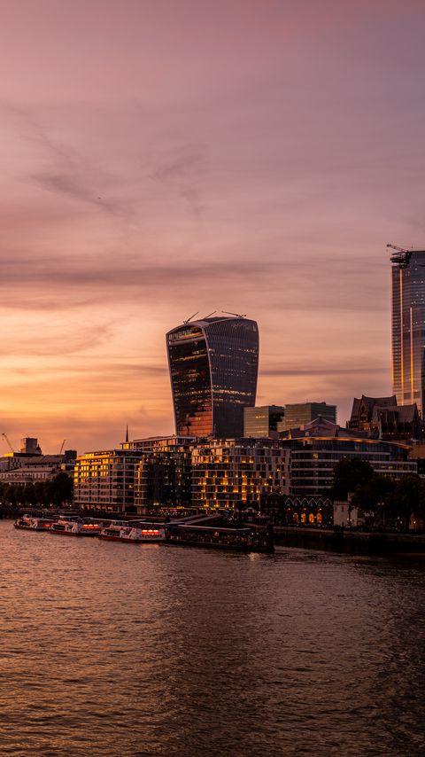 Download wallpaper 2160x3840 buildings, pier, boats, river, sunset samsung galaxy s4, s5, note, sony xperia z, z1, z2, z3, htc one, lenovo vibe hd background