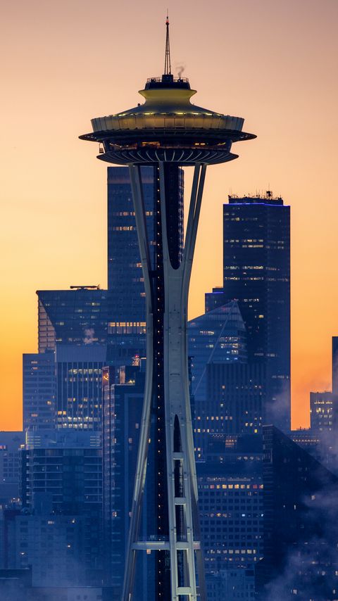 Download wallpaper 2160x3840 buildings, skyscrapers, architecture, city, smoke, twilight samsung galaxy s4, s5, note, sony xperia z, z1, z2, z3, htc one, lenovo vibe hd background