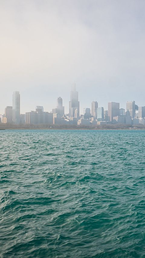 Download wallpaper 2160x3840 buildings, skyscrapers, fog, sea, city samsung galaxy s4, s5, note, sony xperia z, z1, z2, z3, htc one, lenovo vibe hd background