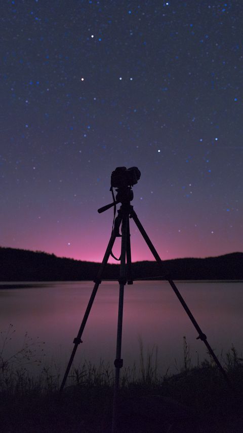 Download wallpaper 2160x3840 camera, tripod, lake, night, dark samsung galaxy s4, s5, note, sony xperia z, z1, z2, z3, htc one, lenovo vibe hd background