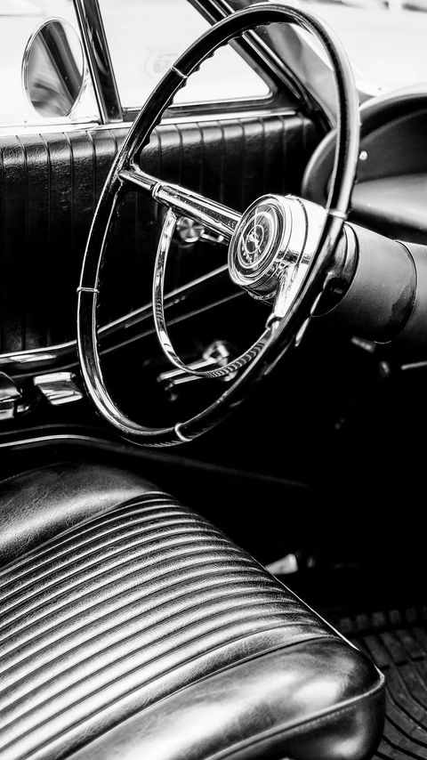 Download wallpaper 2160x3840 car, steering wheel, retro, black and white samsung galaxy s4, s5, note, sony xperia z, z1, z2, z3, htc one, lenovo vibe hd background