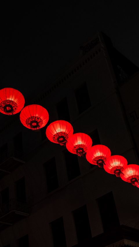 Download wallpaper 2160x3840 chinese lanterns, street, night, dark, red samsung galaxy s4, s5, note, sony xperia z, z1, z2, z3, htc one, lenovo vibe hd background