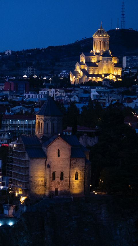 Download wallpaper 2160x3840 church, lights, buildings, architecture, night, city samsung galaxy s4, s5, note, sony xperia z, z1, z2, z3, htc one, lenovo vibe hd background
