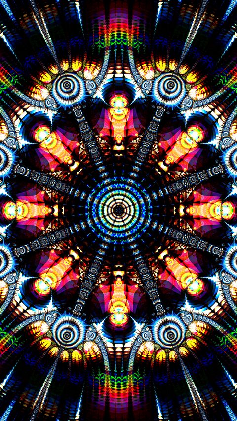 Download wallpaper 2160x3840 circles, rays, fractal, pattern, abstraction, bright samsung galaxy s4, s5, note, sony xperia z, z1, z2, z3, htc one, lenovo vibe hd background