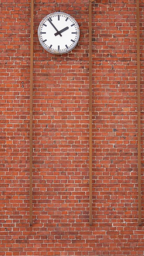 Download wallpaper 2160x3840 clock, dial, wall, bricks, time samsung galaxy s4, s5, note, sony xperia z, z1, z2, z3, htc one, lenovo vibe hd background