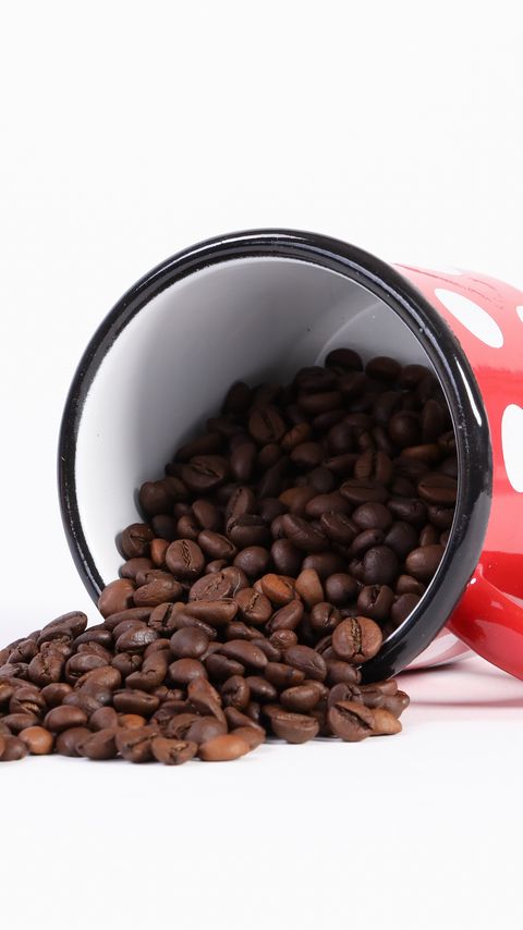 Download wallpaper 2160x3840 coffee, beans, cup, food samsung galaxy s4, s5, note, sony xperia z, z1, z2, z3, htc one, lenovo vibe hd background