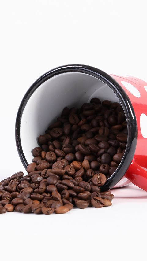 Download wallpaper 2160x3840 coffee, beans, cup, drink, food samsung galaxy s4, s5, note, sony xperia z, z1, z2, z3, htc one, lenovo vibe hd background