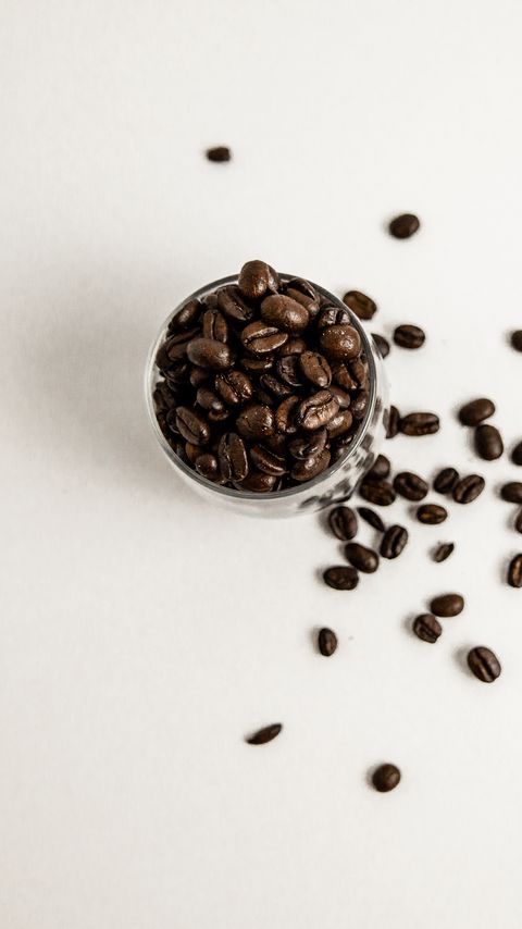 Download wallpaper 2160x3840 coffee, beans, glass, white samsung galaxy s4, s5, note, sony xperia z, z1, z2, z3, htc one, lenovo vibe hd background