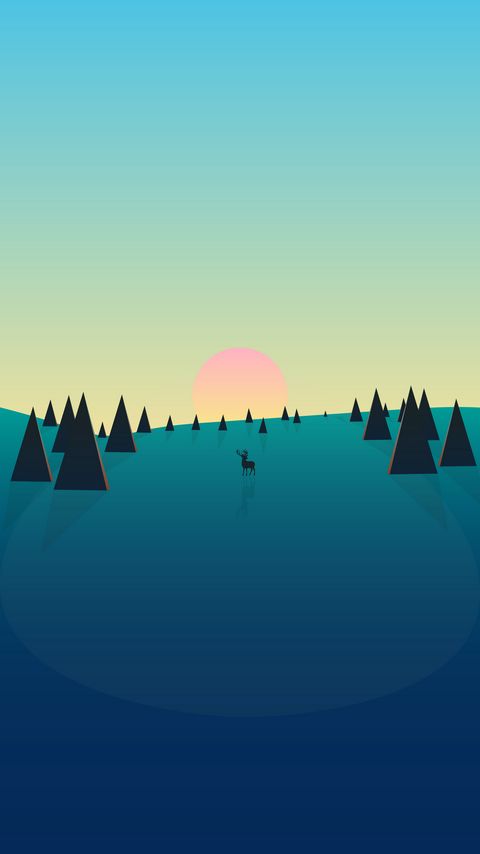 Download wallpaper 2160x3840 deer, spruces, sun, vector samsung galaxy s4, s5, note, sony xperia z, z1, z2, z3, htc one, lenovo vibe hd background