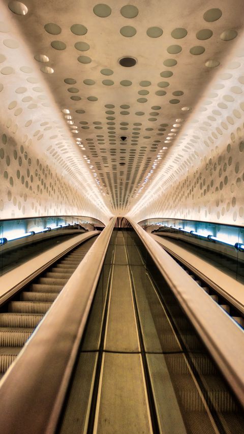 Download wallpaper 2160x3840 escalator, handrails, lights samsung galaxy s4, s5, note, sony xperia z, z1, z2, z3, htc one, lenovo vibe hd background