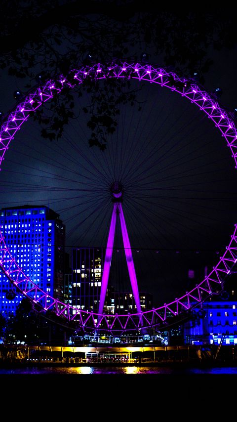 Download wallpaper 2160x3840 ferris wheel, lights, city, neon, night samsung galaxy s4, s5, note, sony xperia z, z1, z2, z3, htc one, lenovo vibe hd background