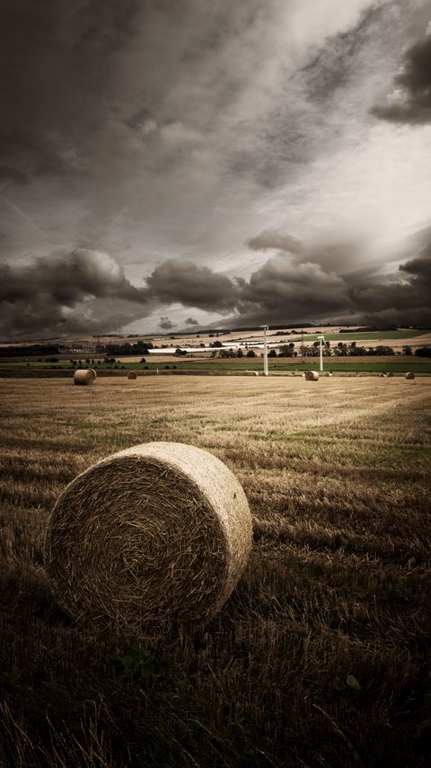 Download wallpaper 2160x3840 fields, straw, grass, clouds, nature samsung galaxy s4, s5, note, sony xperia z, z1, z2, z3, htc one, lenovo vibe hd background